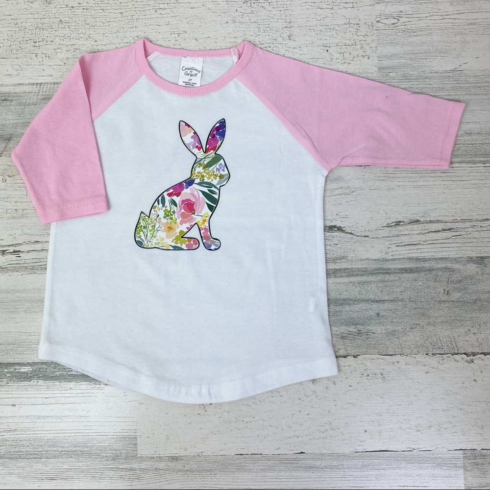Toddler 2T Floral Easter Bunny Tee